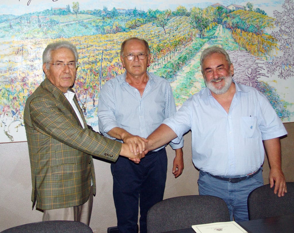 Giuliano Noè Enologo, Lorenzo Giordano Presidente e Giuseppe Rattazzo Enologo di Vinchio Vaglio