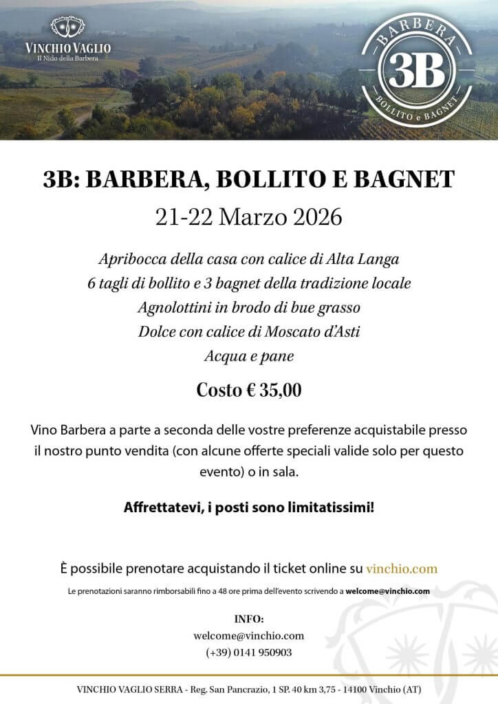 Locandina Barbera, Bollito e Bagnet 2026 Vinchio Vaglio